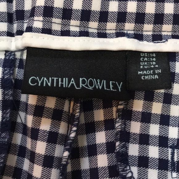 CYNTHIA ROWLEY Check Print Stretch Ankle Pants - Picture 7 of 8